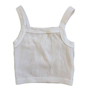 Cotton On Ribbed Knit Cropped Camisole Tank Top in Beige Size XS